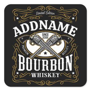 Personalized Bourbon Vintage Guns Whiskey Label