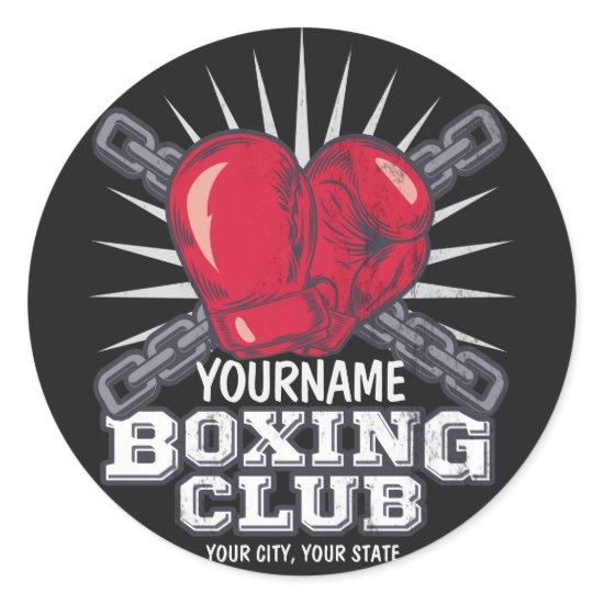 Personalized Boxing Gloves Fighter Champion Boxer  Classic Round Sticker