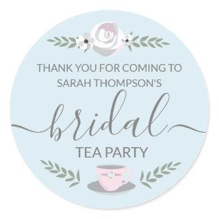 Personalized Bridal Tea Party flower illustration Classic Round Sticker