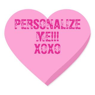 Personalized Bright Pink Candy Heart Sticker