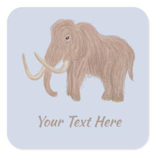 Personalized Brown Woolly Mammoth Illustration Square Sticker