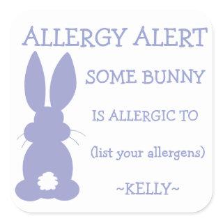 Personalized Bunny Food Allergy Alert Easter Girls Square Sticker