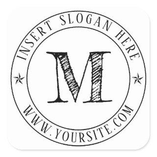 Personalized Business Monogram Round Square Sticker