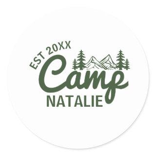 Personalized Camp Bachelorette Party Bridesmaids Classic Round Sticker