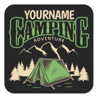 Personalized Camping Family Camp Trip Adventure  Square Sticker