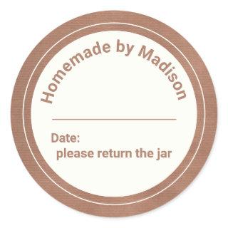 Personalized Canning Homemade | Return the Jar Classic Round Sticker