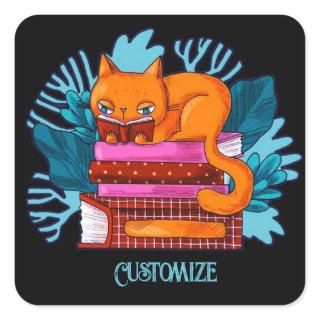 Personalized Cat Approved Books Square Sticker