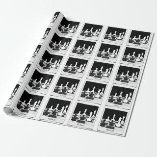 Personalized Chess Pieces on Chessboard Retro