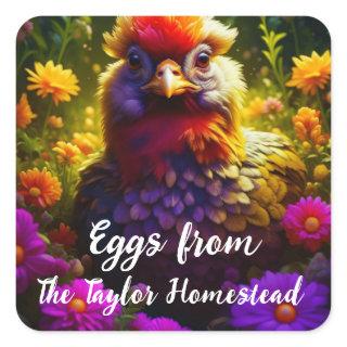 Personalized Chicken Eggs Square Sticker
