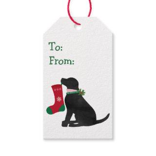 Personalized Christmas Black Lab Preppy Dog Gift Tags