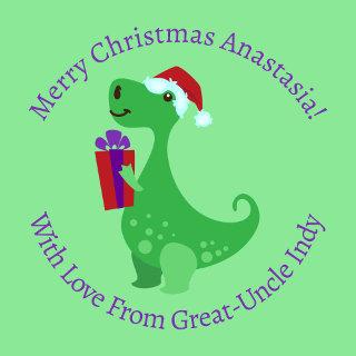 Personalized Christmas Cute Dinosaur With Gift