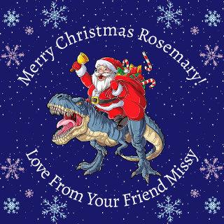 Personalized Christmas Santa Riding Dinosaur