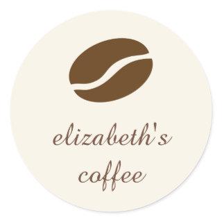Personalized coffee bean classic round sticker