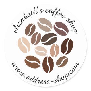 Personalized coffee shop classic round sticker