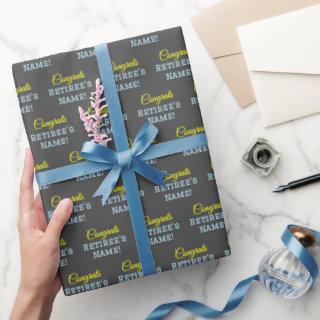 Personalized Congrats Retiree! Yellow, Blue Grey