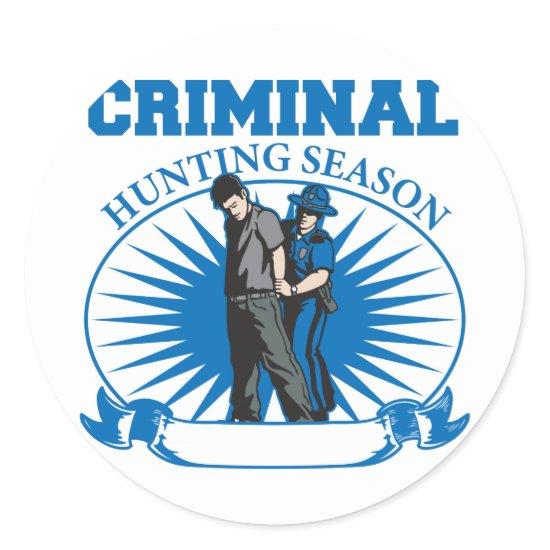 Personalized Custom Criminal Hunting Season Classic Round Sticker