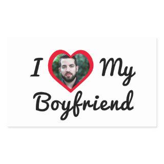 Personalized Custom Photo I Love My Boyfriend Rectangular Sticker