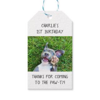 Personalized Custom Photo Puppy Dog Birthday Party Gift Tags
