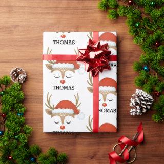 Personalized Cute Boy Christmas Reindeer Face