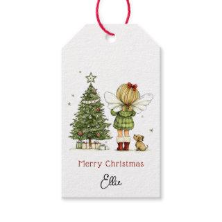 Personalized Cute Cozy Fairy and Puppy Christmas  Gift Tags