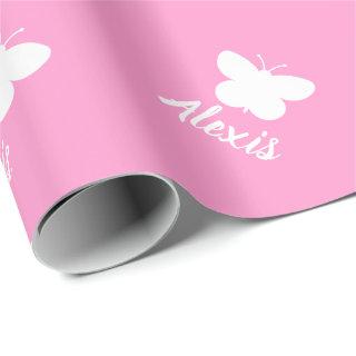 Personalized cute girly pink butterfly pattern