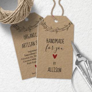 Personalized Cute "Handmade For You" Kraft Gift Tags