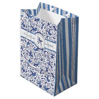 Personalized Delft Blue Birds Medium Gift Bag