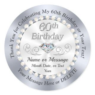Personalized Diamond, 60th Birthday Stickers