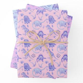 Personalized Dinosaur Gift Wrap In Three Colors