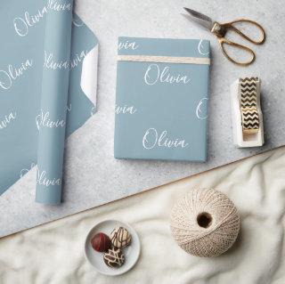 Personalized Dusty Blue Modern Script Name