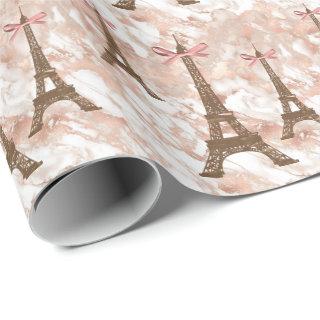 Personalized Eiffel Tower White, Rose Gold Marble