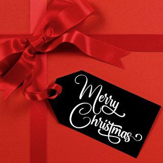 Personalized Elegant Script Merry Christmas Custom Gift Tags