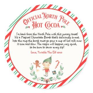 Personalized Elf Hot Chocolate Bomb Arrival Gift Classic Round Sticker