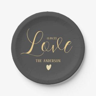 Personalized Family Name Love Brush Script Paper  Paper Plates