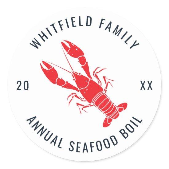 Personalized Family Summer Lobster Boil Classic Round Sticker