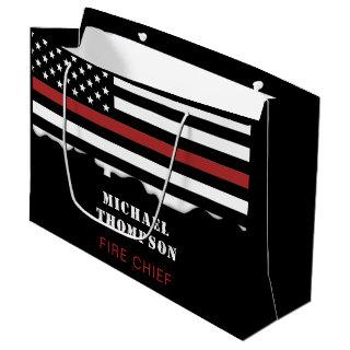Personalized Firefighter Thin Red Line Fire Rescue Large Gift Bag