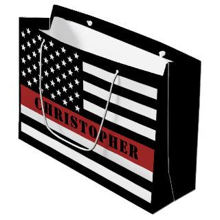 Personalized Firefighter Thin Red Line Fire Rescue Large Gift Bag