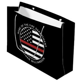 Personalized Firefighter Thin Red Line USA Flag Large Gift Bag