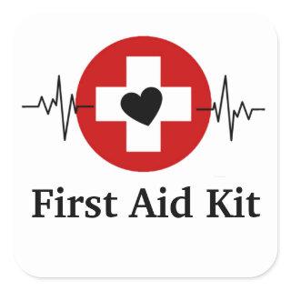Personalized first aid kit square sticker