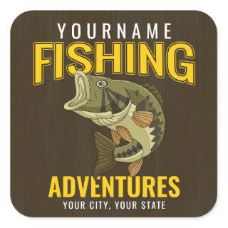 Personalized Fishing Adventures Bass Fish Angler Square Sticker