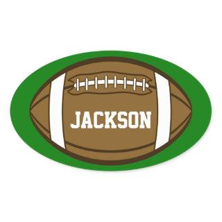 Personalized Football for Boys who love Sports Oval Sticker