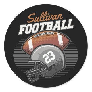 Personalized Football Player Team Number Helmet  Classic Round Sticker