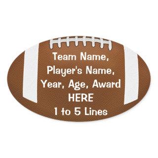 Personalized Football Stickers 1 - 5 Lines of TEXT