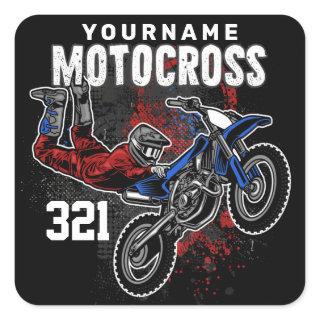 Personalized Freestyle Motocross Racing FMX Tricks Square Sticker