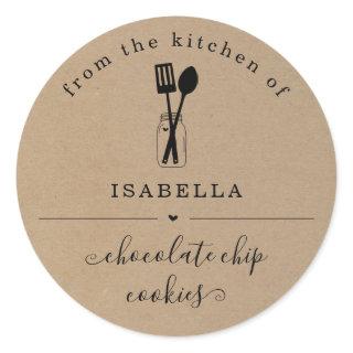 Personalized From the Kitchen on Kraft Background Classic Round Sticker