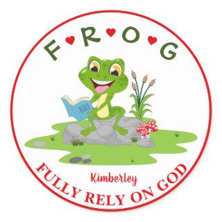 Personalized Fully Rely on God Frog Classic Round  Classic Round Sticker