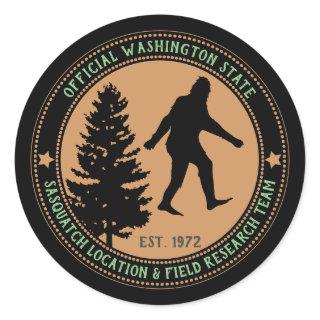 Personalized Funny Sasquatch Location and Research Classic Round Sticker