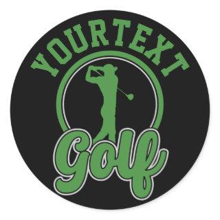 Personalized Golf ADD NAME Retro Pro Golfer Swing Classic Round Sticker