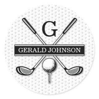 Personalized Golf Monogram Design Classic Round Sticker