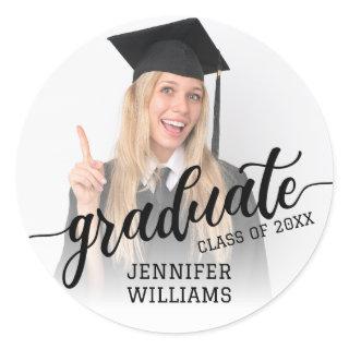 Personalized Graduation Photo Graduate Party Classic Round Sticker